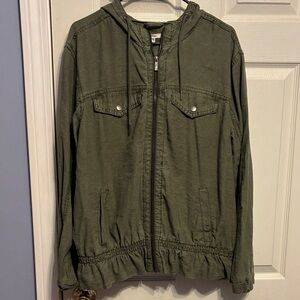 Women’s Hooded Olive Green Utility Jacket